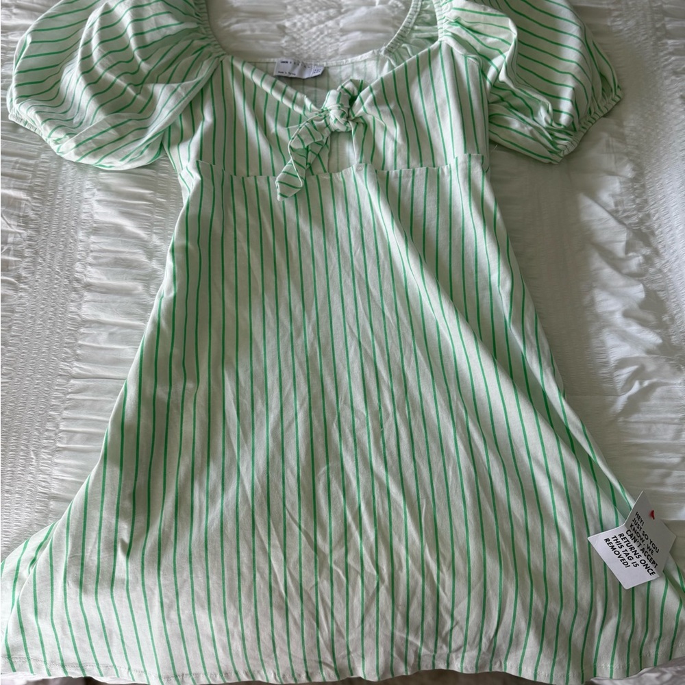 ASOS Green-Striped Tie-Front Dress